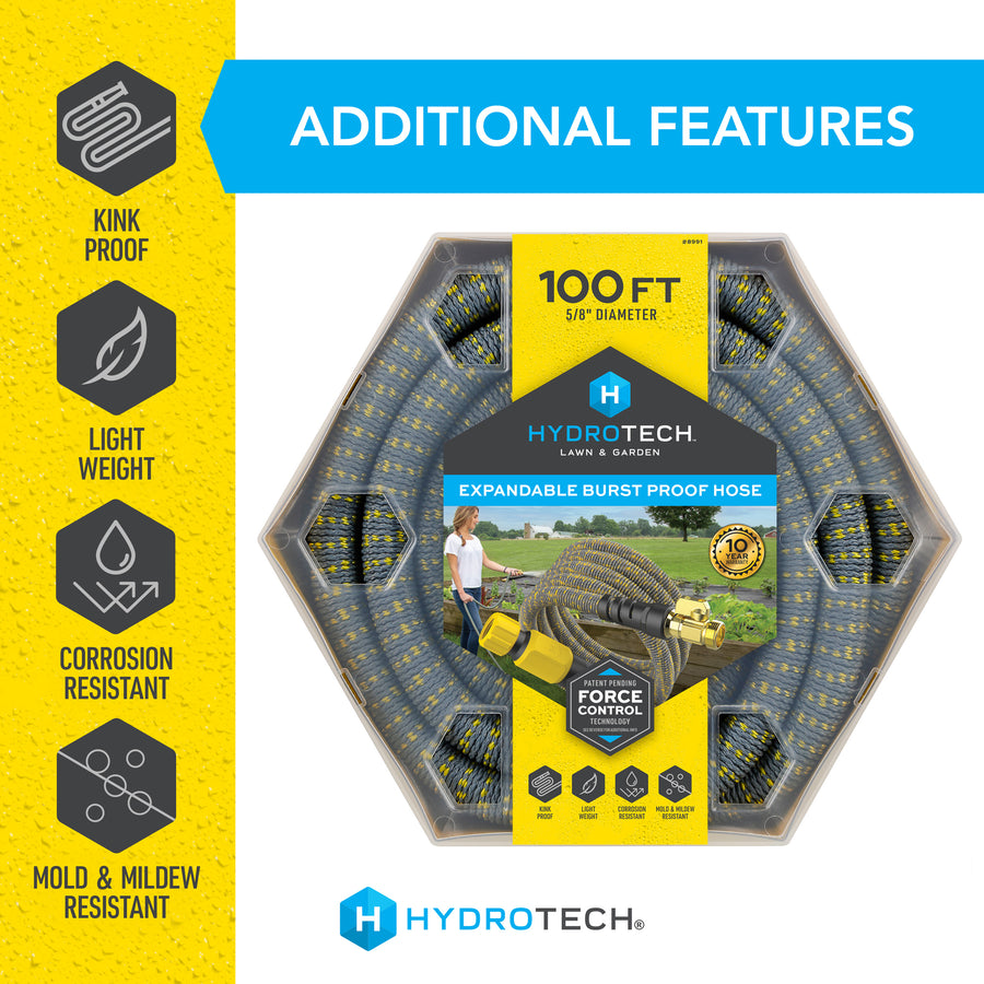 5/8" x 100' Expandable Burst Proof Hose - Yellow