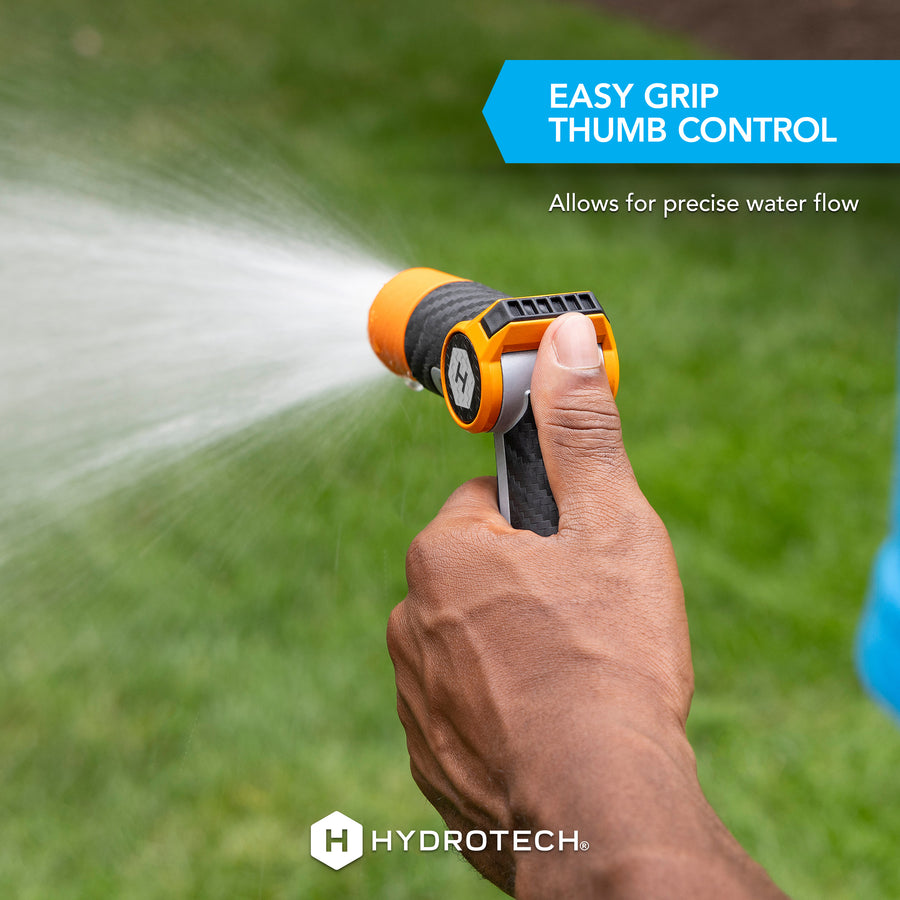 high pressure garden hose nozzle water spray gun HydroTech Heavy Duty Twist Hose Nozzle Black/Orange