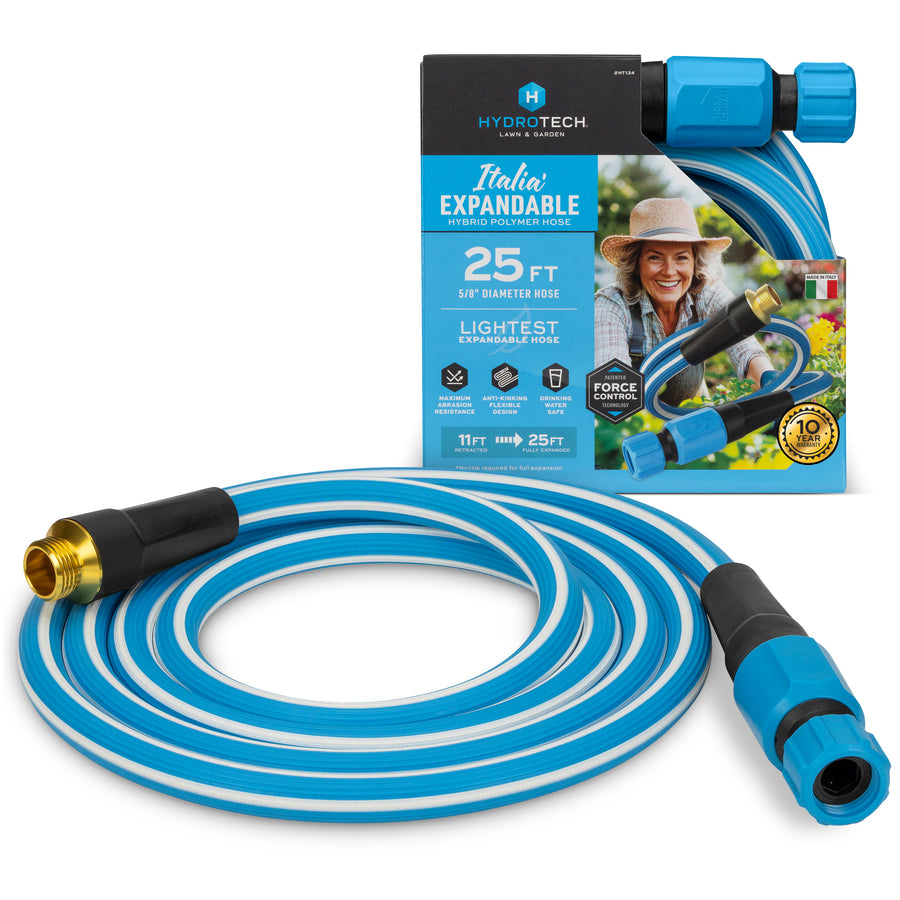 HydroTech Italia 5/8" x 25 ft. Hybrid Polymer Expandable Garden Hose