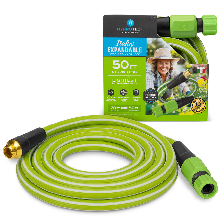 HydroTech Italia 5/8" x 50 ft. Hybrid Polymer Expandable Garden Hose