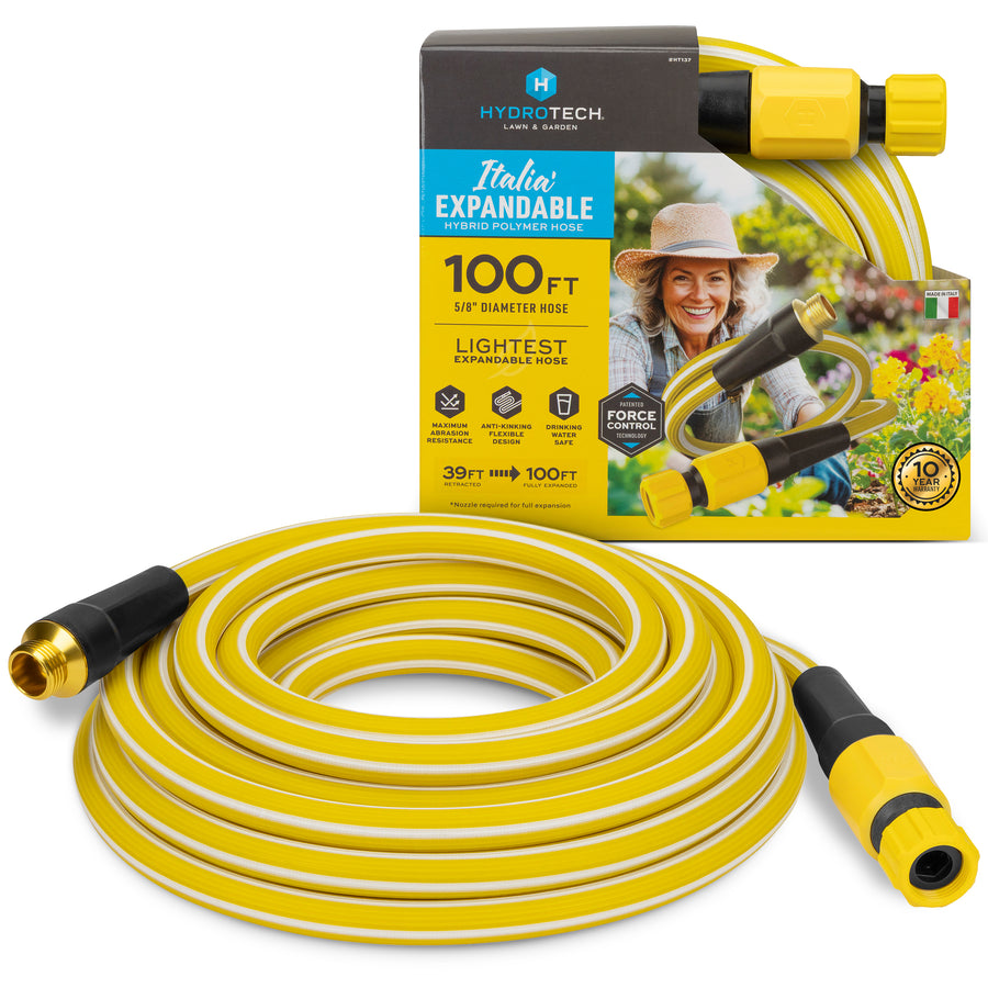 HydroTech Italia 5/8" x 100 ft. Hybrid Polymer Expandable Garden Hose